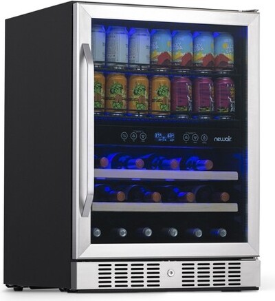 NewAir Newair24"Built-inWineandBeverageRefrigerator20Bottles&70Cans,DualTemperatureZone,StainlessSteel,DrinksandWineCombinationFridge