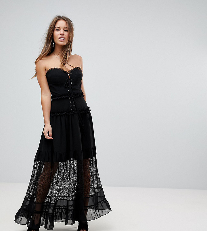 black corset maxi dress
