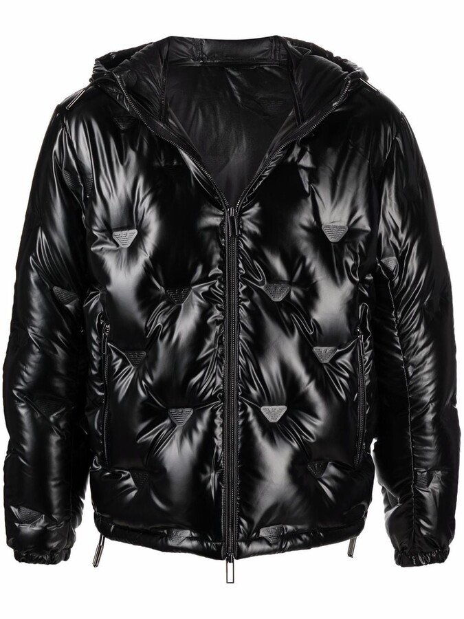 Armani Zip Front Quilted Jacket in Black for Men