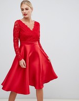 Thumbnail for your product : City Goddess prom dress with lace sleeves