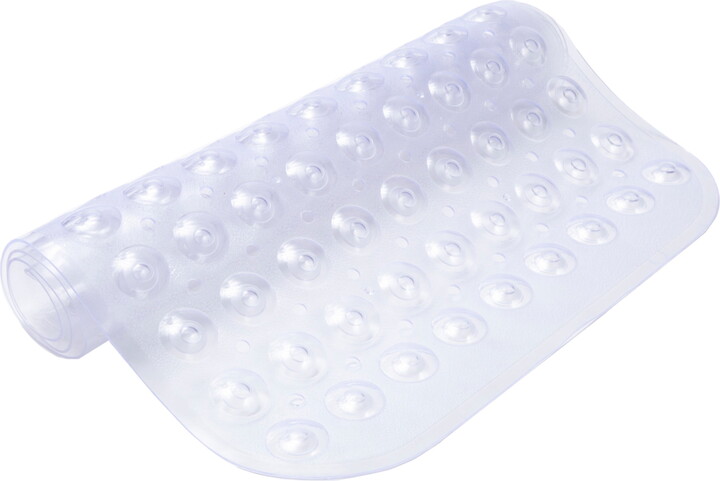 Kenney® Inside the Shower Vinyl Bubble Bath Mat with Suction Cups and Drain Holes, 30.75" L x 15.25" W, Clear