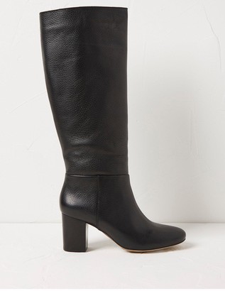 Fat Face Pennymoore Leather Knee High Boots - Black
