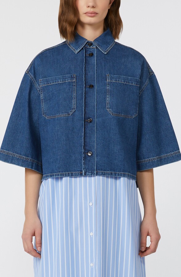 Weekend Max Mara Enza Boxy Denim Button-Up Shirt