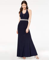 Thumbnail for your product : B. Darlin Juniors' Embellished Illusion Halter Gown