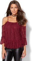 Thumbnail for your product : New York and Company Lace Cold-Shoulder Blouse - 7th Avenue