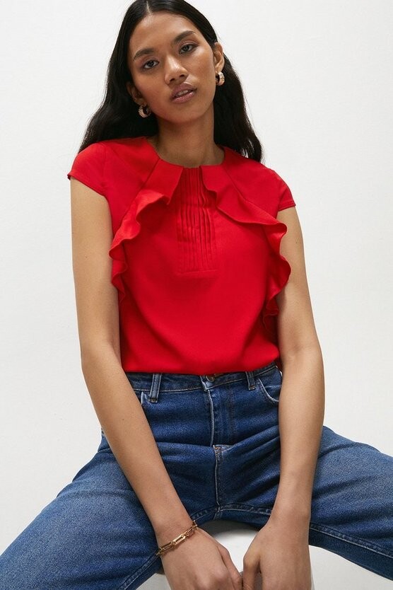 red cap sleeve top