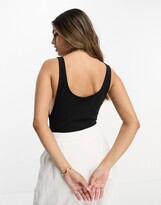 Thumbnail for your product : ASOS DESIGN scoop back bodysuit with drop arm hole in black