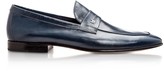 Thumbnail for your product : Moreschi Brisbane Navy Kangaroo Leather Loafer Shoes