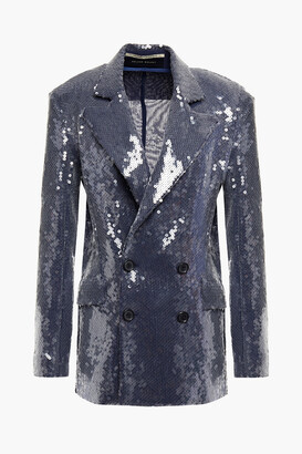 Roland Mouret Double-breasted sequined mesh blazer