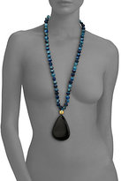Thumbnail for your product : Nest Teal Agate & Black Horn Long Pendant Necklace