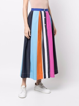 Sara Roka striped A-line skirt