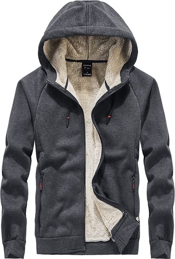mens sherpa moletom com capuz zip up