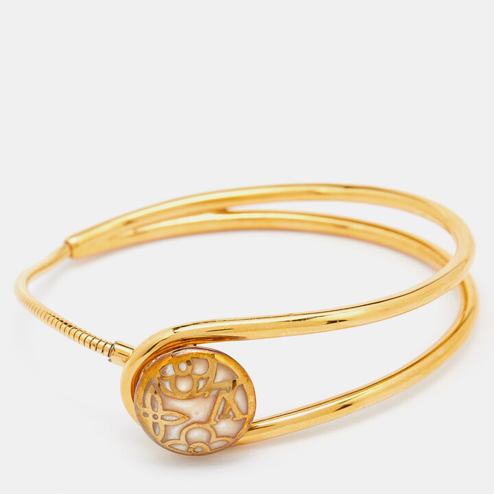Louis Vuitton Wanted Resin Gold Tone Metal Bangle Bracelet S+ Louis Vuitton