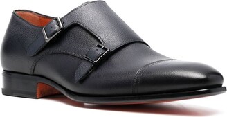 Santoni Leather Double-Buckle Shoes