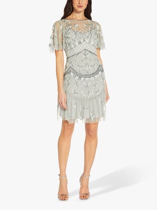 Adrianna Papell Beaded Cocktail Dress, Frosted Sage