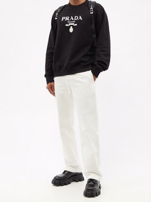 Prada Logo-print Cotton-jersey Sweatshirt - Black - ShopStyle