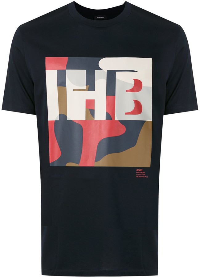 HUGO BOSS camouflage logo T-shirt - ShopStyle