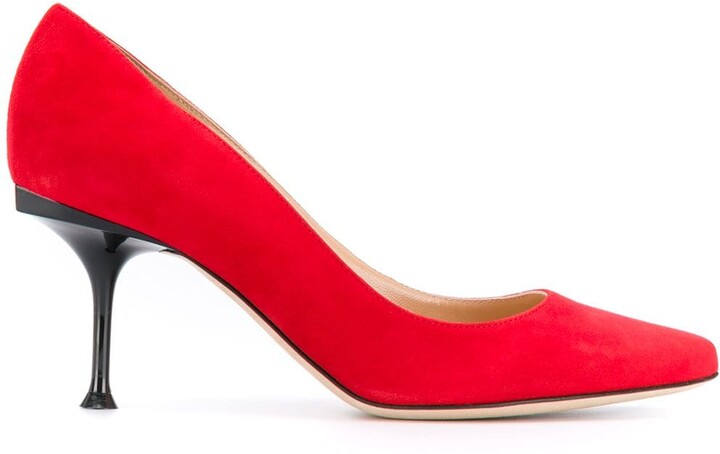 suede red heels