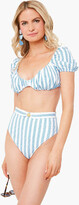 Thumbnail for your product : Caroline Constas White Blue Toile Stripe Zoe Bikini Top