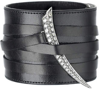 Shaun Leane Sabre 18ct white-gold and diamond leather cuff