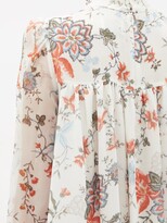 Thumbnail for your product : Erdem Rosalind High-neck Floral-print Silk Gown - White Multi