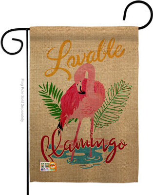 Lovable Flamingo 2-Sided Polyester 18.5 x 13 in. Garden flag