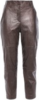 Thumbnail for your product : Brunello Cucinelli Cropped Metallic Glossed-leather Slim-leg Pants
