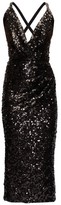 Thumbnail for your product : Dolce & Gabbana Plunge-neck Sequinned Midi Dress - Black