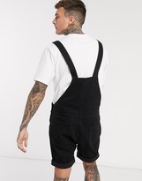 Thumbnail for your product : ASOS DESIGN denim dungaree shorts in black