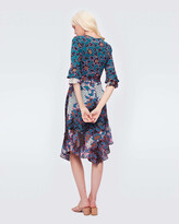 Thumbnail for your product : Diane von Furstenberg Justine Silk-Cotton Jersey & Chiffon Wrap Dress in Vines Medium Teal/Bakit Dot Flower