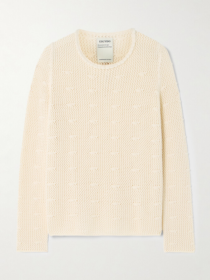ESCVDO Litoral Open-knit Cotton Top - Ivory