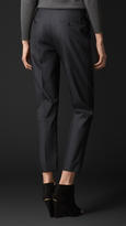 Thumbnail for your product : Burberry Silk Wool Pleat-Front Trousers