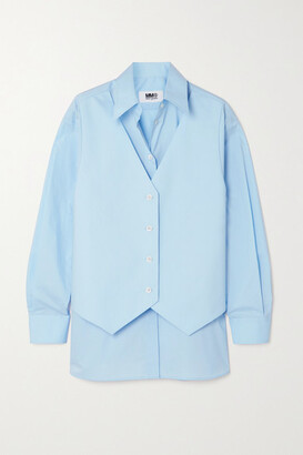 MM6 MAISON MARGIELA Layered Cotton-poplin Shirt - Light blue