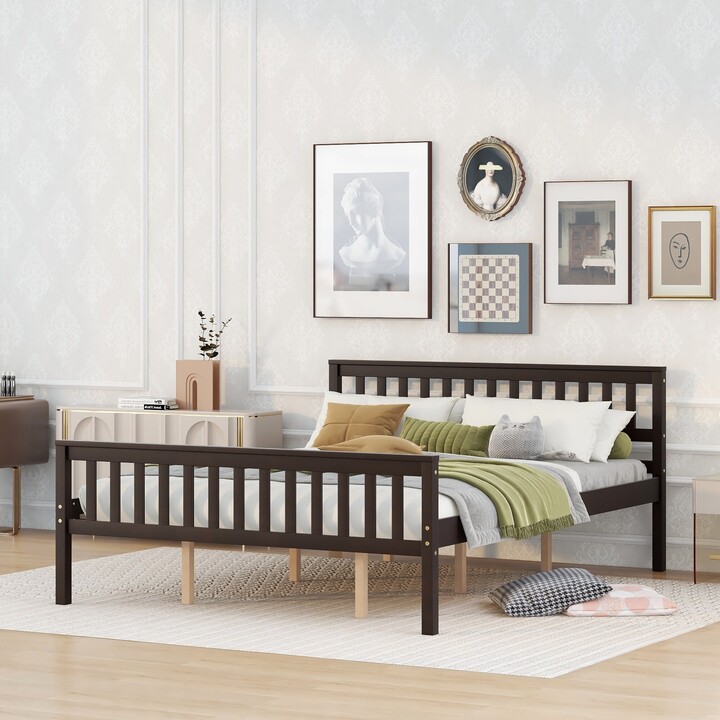 TOSWIN Modern Wood Platform Bed with Headboard, Durable Frame, Enhanced