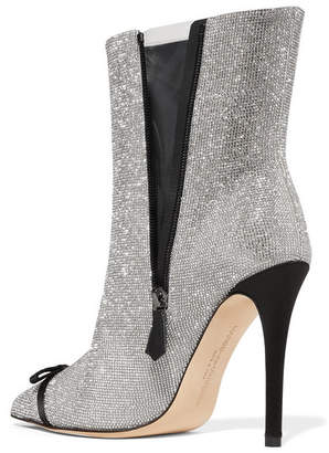 Marco De Vincenzo Pvc-trimmed Crystal-embellished Leather Ankle Boots - Silver