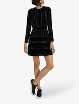Thumbnail for your product : Reiss Angie stud-detail velvet mini dress