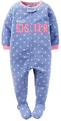 Carter's Baby Girl Embroidered Applique Footed Pajamas