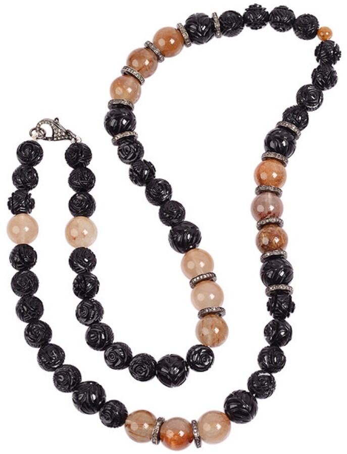4 Extender Stera Jewelry STERA-Y467 18 Black Onyx Lariat Necklace 925 Sterling Silver Y-Necklace with Faceted Gemstone Beads 4 Extender 18 