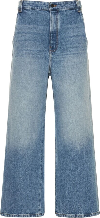 デニム・ジーパン Khaite High-Waisted Cotton Denim Jeans With Flare Legs KHAITE Ian cotton denim wide jeans - ShopStyle