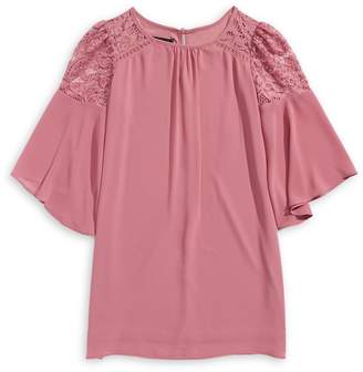 Ally B Girl's Lace Flitter Sleeve Top Tassel Necklace Set