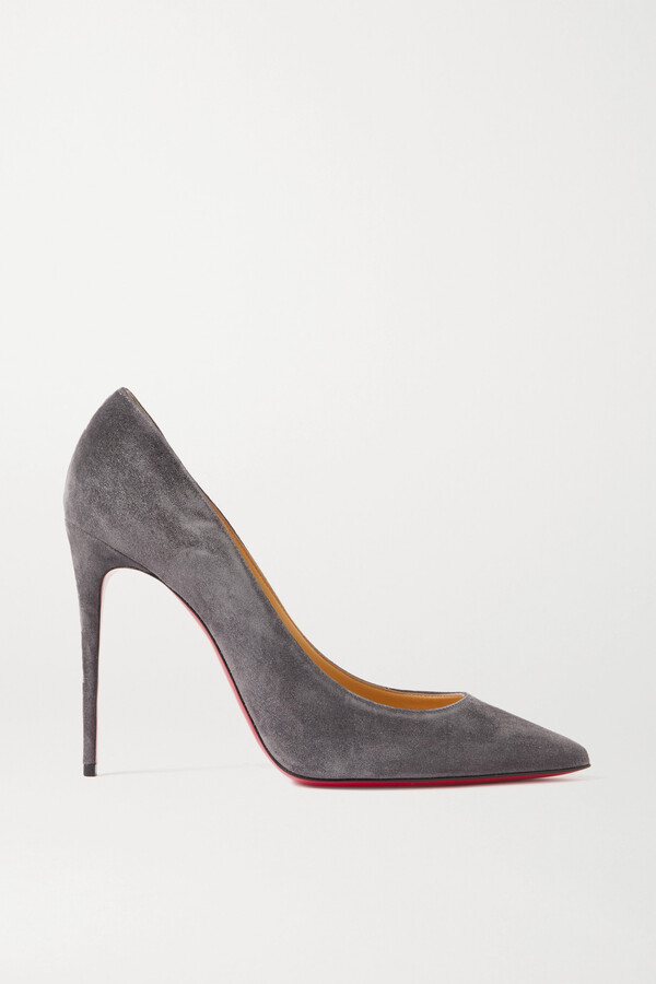 light gray suede pumps