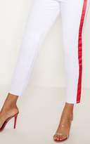 Thumbnail for your product : PrettyLittleThing White Red Side Stripe Straight Leg Jean