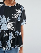 Thumbnail for your product : ASOS Petite PETITE T-Shirt In Floral With Ruffle Hem