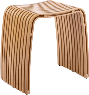 Natural Bamboo Non-Slip Shower Bench - 286Lbs Waterproof Bath Stool for Multi-Space Use