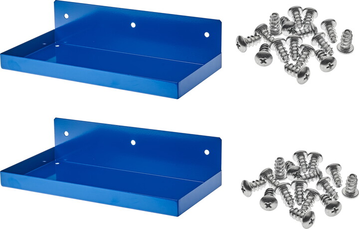 Triton Products® DuraHook 12"W x 6" Deep Blue Epoxy Coated Steel Shelf for DuraBoard or 1/8" and 1/4" Pegboard