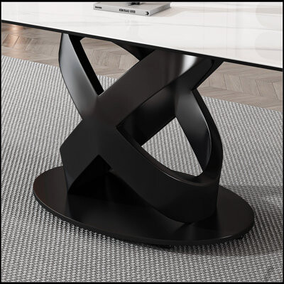 Ivy Bronx 71 Inch Rectangular Dining Table with Sintered Stone Top and Carbon Steel Base Modern Luxury White Dining Table for Dinner and Party