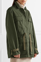 Thumbnail for your product : Theory Thornwood Grosgrain-trimmed Cotton-twill Jacket - Army green