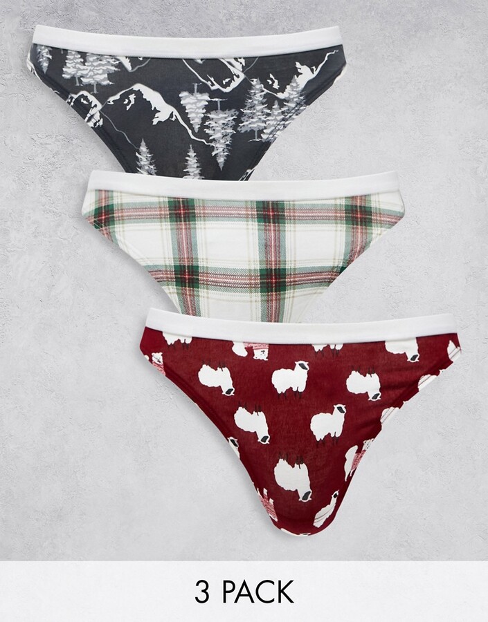 Gilly Hicks holiday print underwear 3 pack in multi - ShopStyle