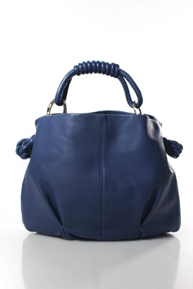 Giorgio Armani Blue Leather Magnetic Popper Closure Medium Sized Tote Handbag