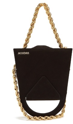 Jacquemus Upside-down triple-chain suede bag